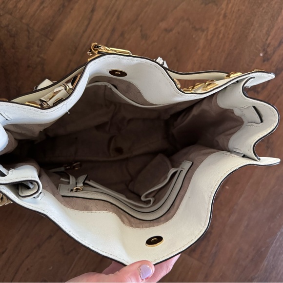 Michael Kors White and Gold Studded Tote Bag - Picture 3 of 7